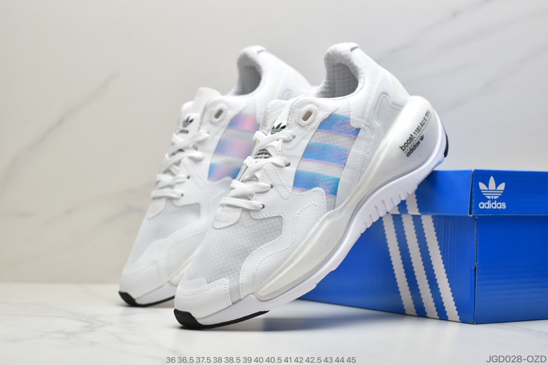 镭射, 跑步鞋, 爆米花, Originals ZX Alkyne Boost, Boost, adidas Originals, Adidas, 3M反光 - 阿迪达斯 Adidas originals ZX ALKYNE Boost 易烊千玺同款 真爆 爆米花底 缓震跑步鞋 白灰 镭射 3M反光