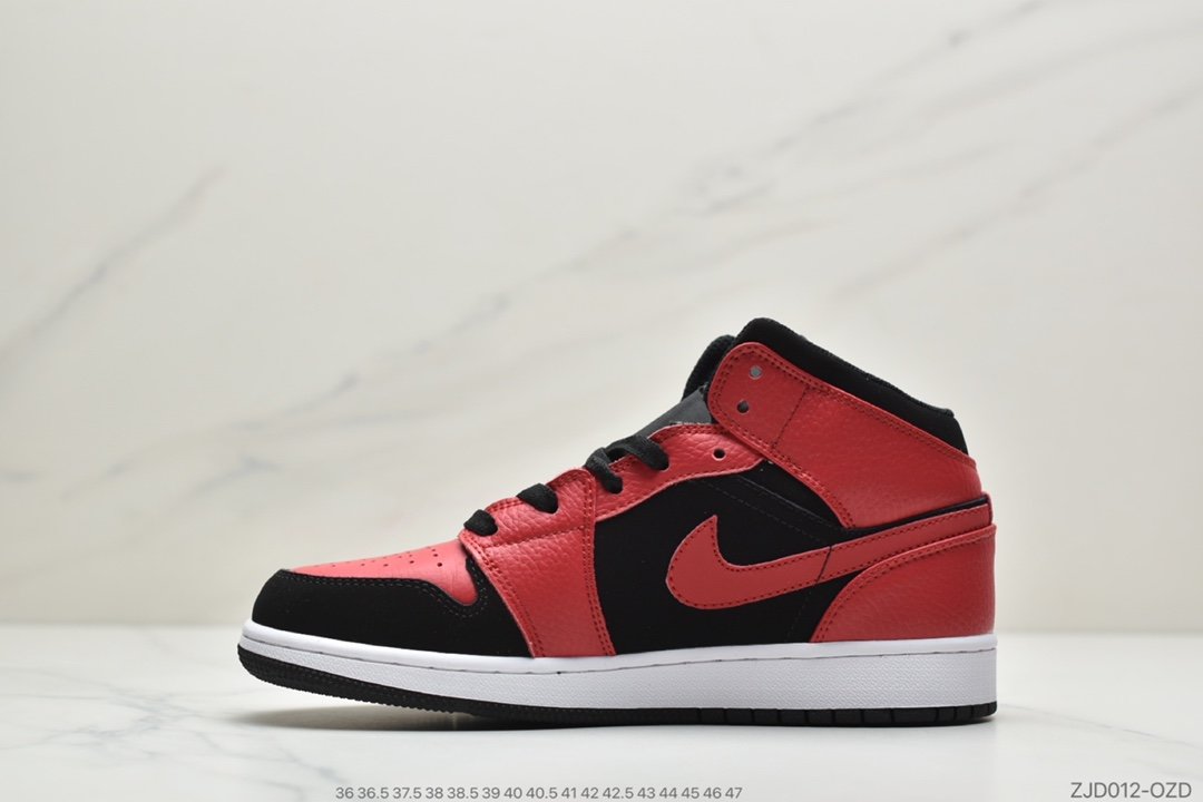 小禁穿, Jordan, Aj1, Air Jordan 1 Mid, Air Jordan 1, Air Jordan - 乔丹一代AJ1中帮 Air Jordan 1 Mid 黑红小禁穿ID:ZJD012-OZJ