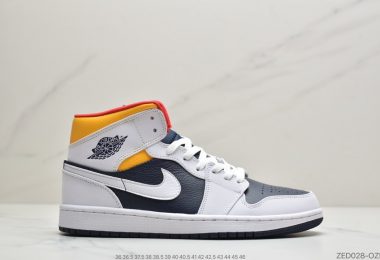 2020年Air Jordan 1 Mid全新白黄蓝配色球鞋这又全新的Air Jordan 1 Mid鞋款