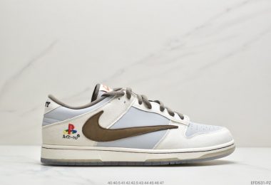 Travis Scott x PlayStation x Nike Dunk“白雾蓝”倒钩低帮板鞋