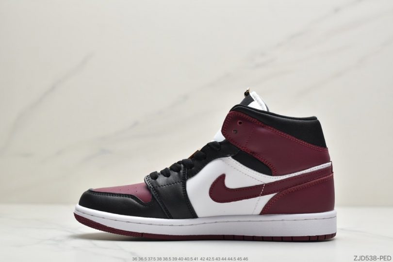 Jordan, Air Jordan 1 Mid, Air Jordan 1, Air Jordan - 乔丹 Air Jordan 1 Mid 35周年限定配色 酒红脚趾 中帮系列篮球鞋