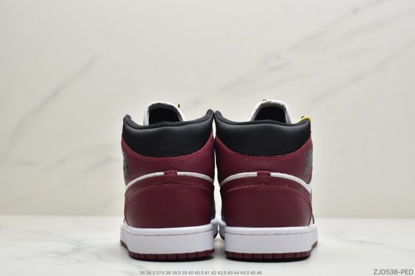 Jordan, Air Jordan 1 Mid, Air Jordan 1, Air Jordan - 乔丹 Air Jordan 1 Mid 35周年限定配色 酒红脚趾 中帮系列篮球鞋