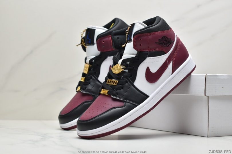 Jordan, Air Jordan 1 Mid, Air Jordan 1, Air Jordan - 乔丹 Air Jordan 1 Mid 35周年限定配色 酒红脚趾 中帮系列篮球鞋