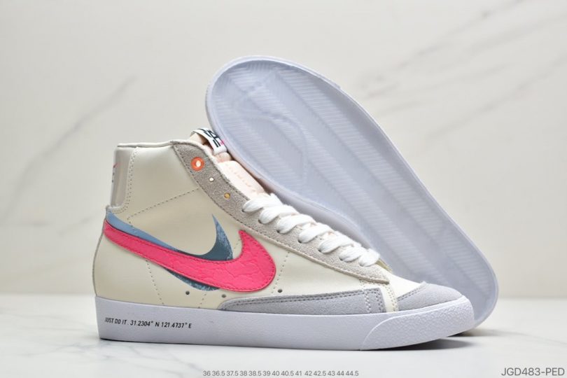 开拓者, 动运‬鞋, Swoosh, Blazer Mid, Blazer - 耐克Blazer Mid ‘77 开拓者͏ 上海限定 粉米蓝 原厂布拼料接Blazer Mid 77女子动运鞋