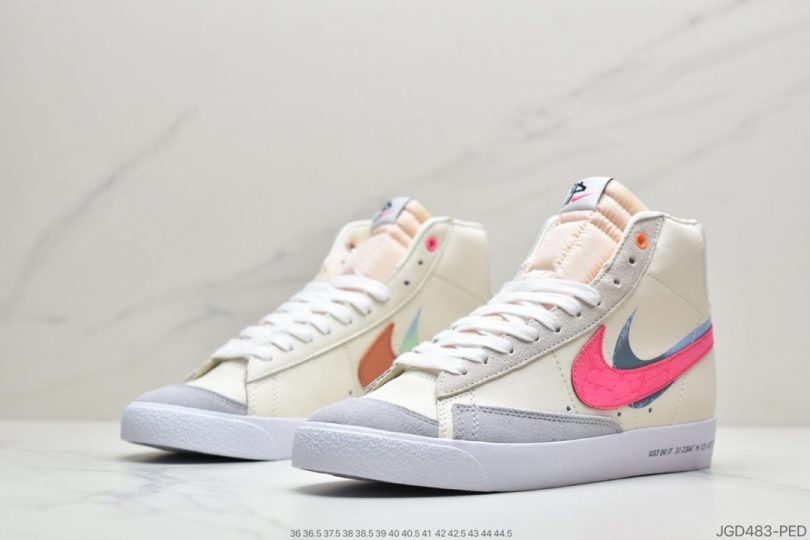 开拓者, 动运‬鞋, Swoosh, Blazer Mid, Blazer - 耐克Blazer Mid ‘77 开拓者͏ 上海限定 粉米蓝 原厂布拼料接Blazer Mid 77女子动运鞋