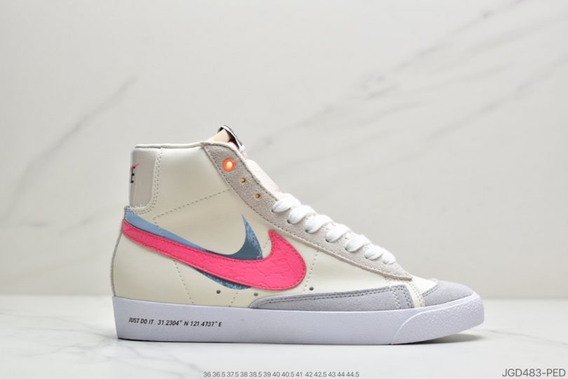 开拓者, 动运‬鞋, Swoosh, Blazer Mid, Blazer - 耐克Blazer Mid ‘77 开拓者͏ 上海限定 粉米蓝 原厂布拼料接Blazer Mid 77女子动运鞋