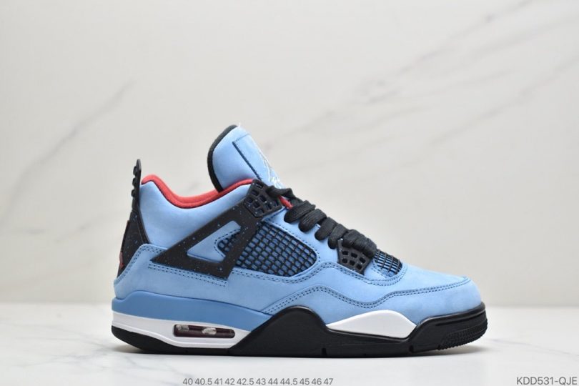 篮球鞋, 文化篮球鞋, Travis Scott, Jordan, Air Jordan 4, Air Jordan - travis Scott x 乔丹 Air Jordan 4 蓝麂皮中帮文化篮球鞋