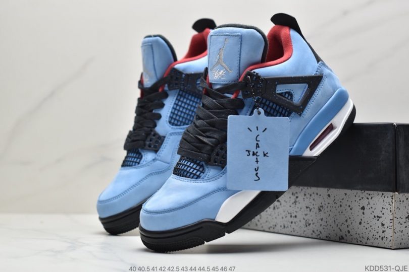 篮球鞋, 文化篮球鞋, Travis Scott, Jordan, Air Jordan 4, Air Jordan - travis Scott x 乔丹 Air Jordan 4 蓝麂皮中帮文化篮球鞋