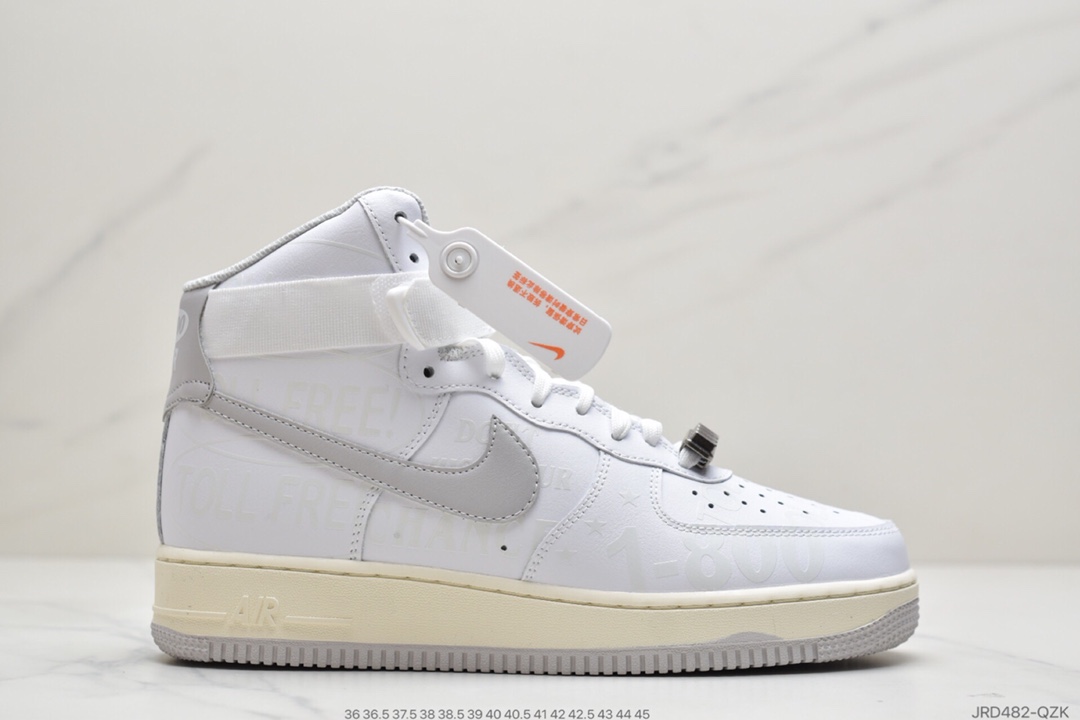 耐克Nike Air Force 1 ’07 Premium “Toll Free” 空军一号白色高帮外加氧化做旧运动板鞋