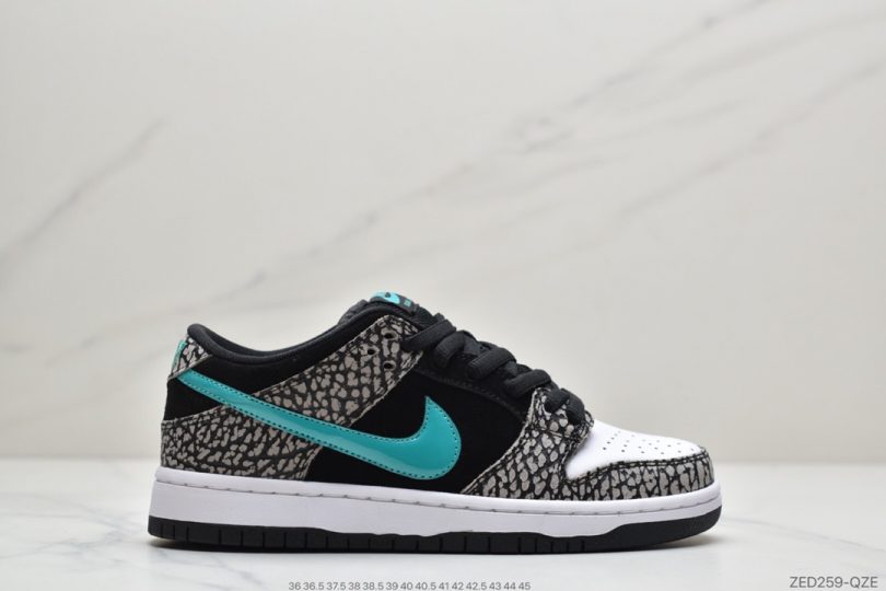 爆裂纹, 扣篮系列, SB Dunk Low, Nike SB Dunk Low, Nike SB Dunk, Nike SB, Dunk Low, Dunk - 耐克Nike SB Dunk Low PRO"Elephant"扣篮系列低帮休闲运动滑板板鞋“黑白蒂芙尼灰大象爆裂纹”