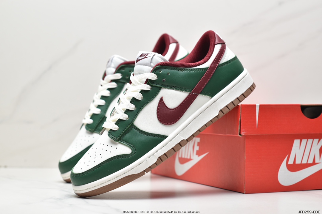 板鞋, 休闲板鞋, Nike Dunk Low, Nike Dunk, NIKE, Dunk Low, Dunk - 耐克 Nike Dunk Low “Gorge Green” 潮流 低帮 耐磨防滑 休闲板鞋 酒红白绿 FB7160-161