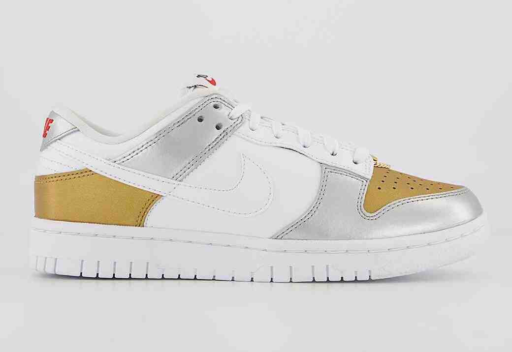 Nike Dunk Low White Gold Silver Red Release Date