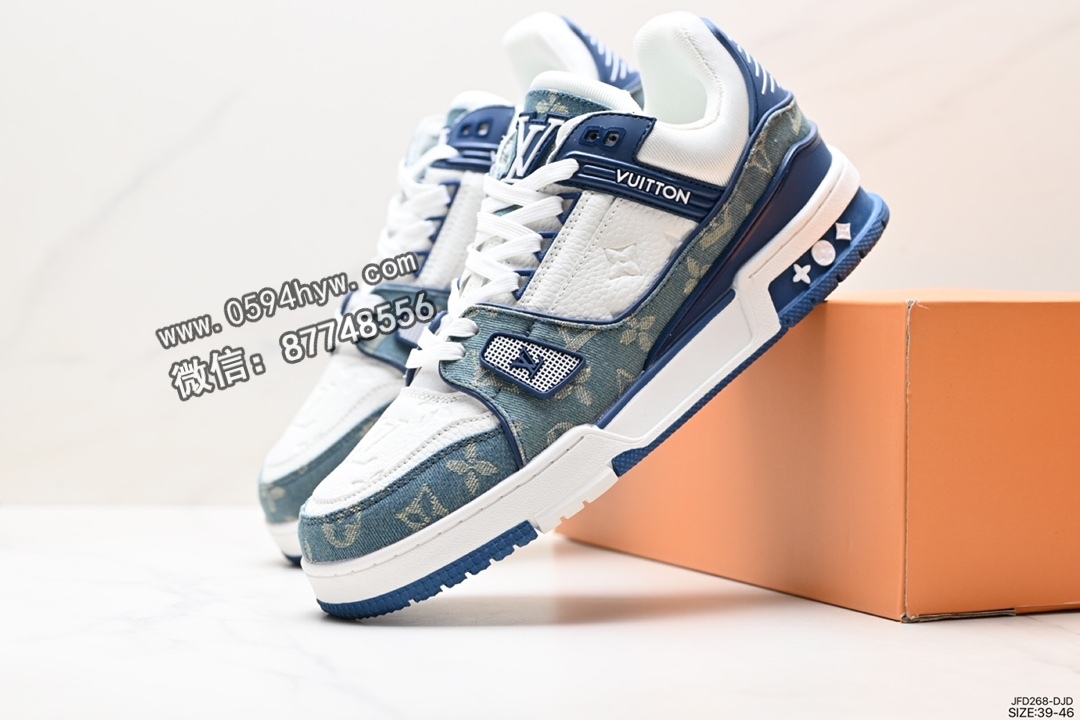 运动鞋, 路易威登, 板鞋, Louis Vuitton Trainer, Louis Vuitton - LV路易威登Louis Vuitton Trainer Maxi Low Sneaker 面包版马克西系列低帮休闲运动文化百搭篮球板鞋 尺码：39 40 41 42 43 44 45 46 ID:JFD268-DJD