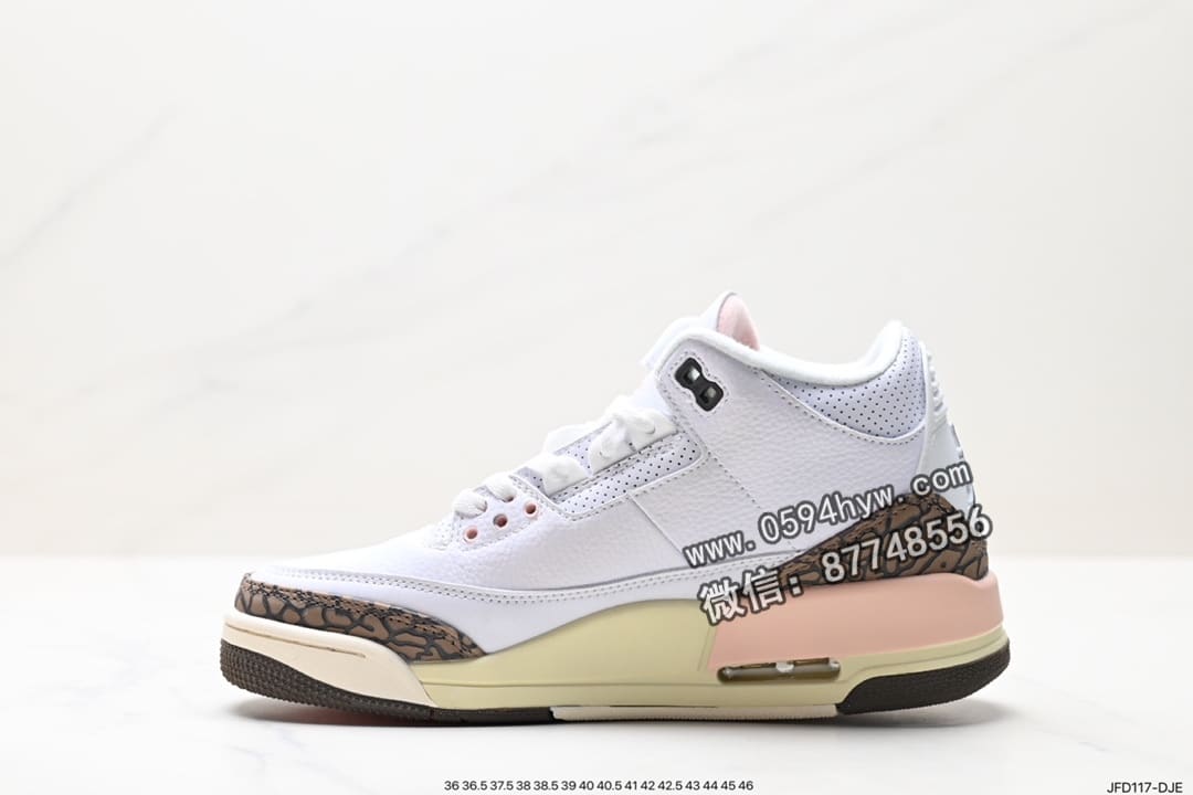 篮球鞋, 爆裂纹, 乔丹篮球鞋, 乔丹, RO, Jordan, DA3595-100, AJ3, AJ, Air Jordan 3 Retro, Air Jordan 3, Air Jordan - Air Jordan 3 Retro “Hide and Sneak” 白灰棕 篮球鞋货号：DA3595-100