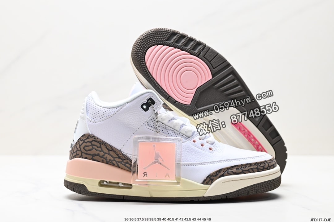 篮球鞋, 爆裂纹, 乔丹篮球鞋, 乔丹, RO, Jordan, DA3595-100, AJ3, AJ, Air Jordan 3 Retro, Air Jordan 3, Air Jordan - Air Jordan 3 Retro “Hide and Sneak” 白灰棕 篮球鞋货号：DA3595-100