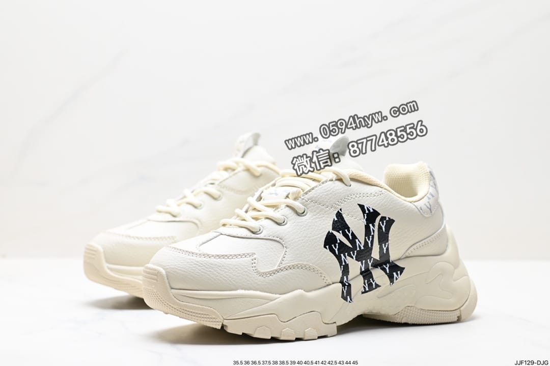 跑鞋, 老爹鞋, 慢跑鞋, NY, NIKE, MLB - ChuNikey Liner New York YaNikeees 鞋系列 低帮老爹风轻量增高厚底百搭休闲运动慢跑鞋 皮革白黑 NY印花 ASXCA12N K0001