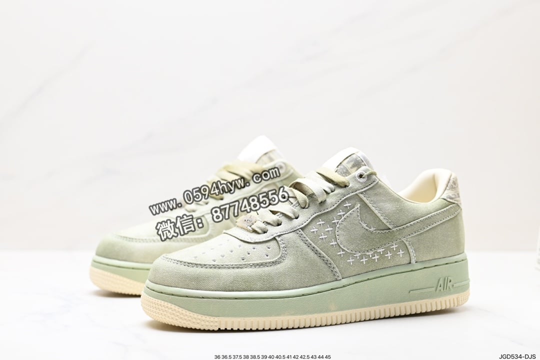 运动板鞋, 空军一号, 板鞋, Nike Air Force 1, Nike Air, NIKE, FORCE 1, Air Force 1 - Nike Air Force 1'07 Low PRM 空军一号经典低帮百搭休闲运动板鞋 帆布浅橄榄绿龙井茶 货号: DV4246-333