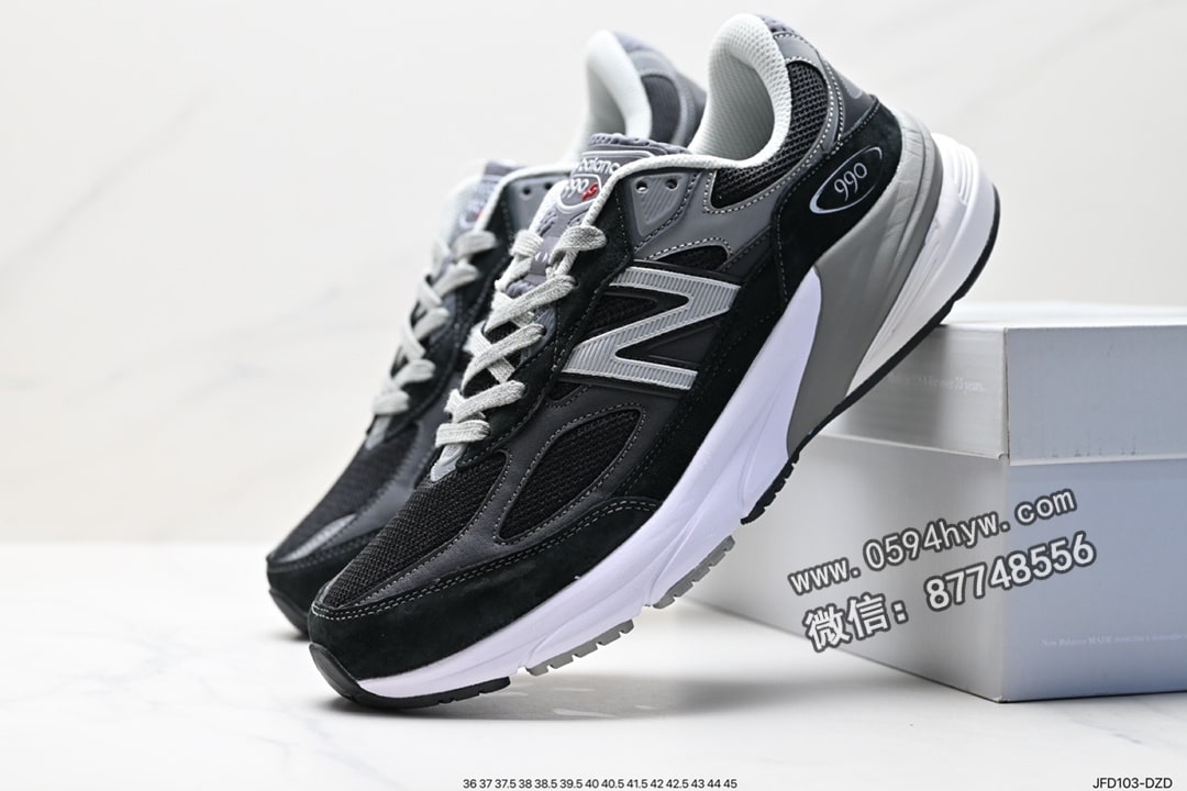 跑鞋, 慢跑鞋, 复古慢跑鞋, New Balance, 3M反光, 2023 - New Balance M990BK6 黑灰 第六代总统复古慢跑鞋 货号：M990BK6