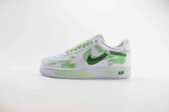 Nike Air Force 1 空军 手绘 断裂勾 三钩阴影 定制配色 低帮 白绿 CW2288-111