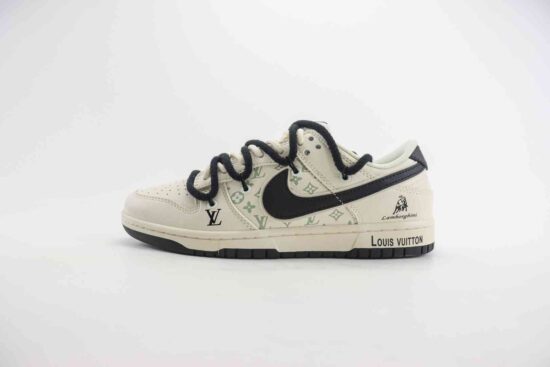 Nike SB Dunk Low x LV联名 绑带解构 白色 货号：SJ2068 261