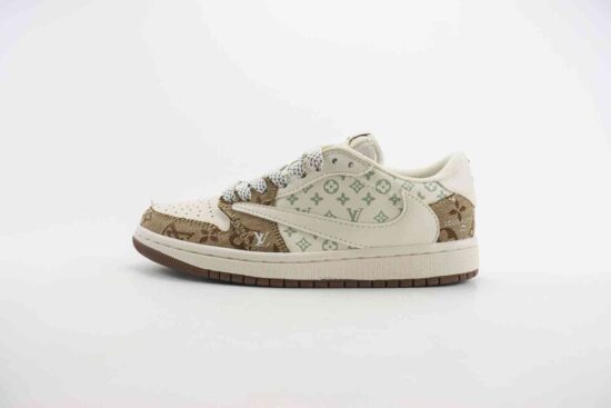 LV 联名 倒钩 Louis Vuitton x Air Jordan AJ1 Low 低帮文化休闲板鞋 SJ2068-102