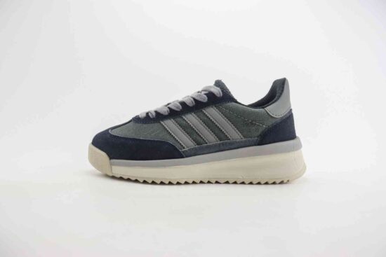 Adidas Originals SL 72 RTN 系列低帮增高厚底休闲运动板鞋 黑灰 货号：IH5633