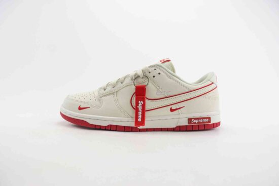 Nike SB Dunk Low x supreme联名 白红 双小勾 米红 货号：DJ2024-004