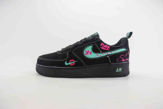 Nike Air Force 1 Low 空军 黑粉蒂芙尼 七夕情人节限定涂鸦 货号：FB8971 005