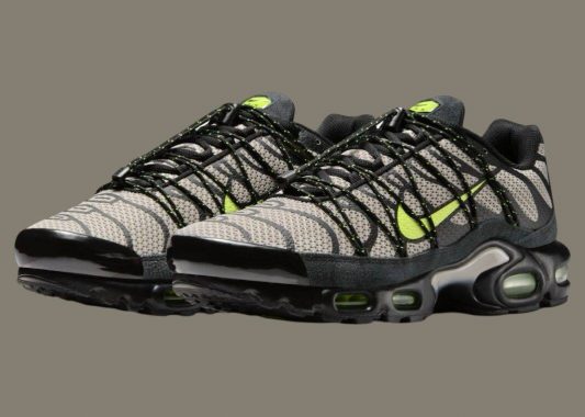 这款耐克 Air Max Plus Utility 采用充满活力的伏特绿配色